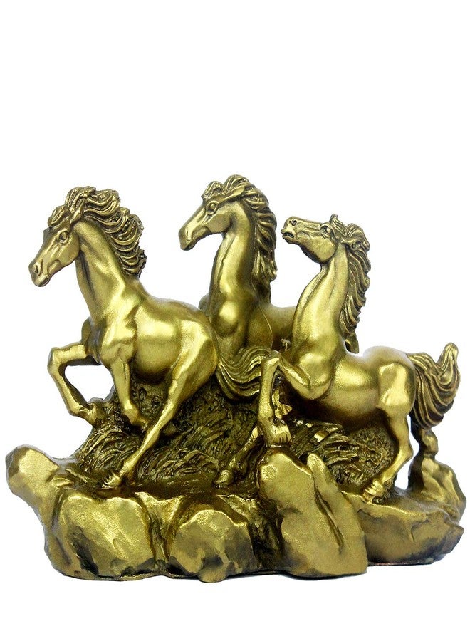 BRASSTAR Brass Feng Shui Three Galloping Horses Statue 5.9”(L) Home Table Decor Sculpture Wealth Career Luck Decorative Figurine Business Gift Collection PTZY006 - Image 1
